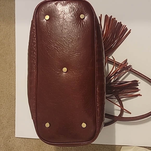 Charles David Red Alligator Satchal Tote Burgundy Hobo Handbag with Tassels - Picture 6 of 11